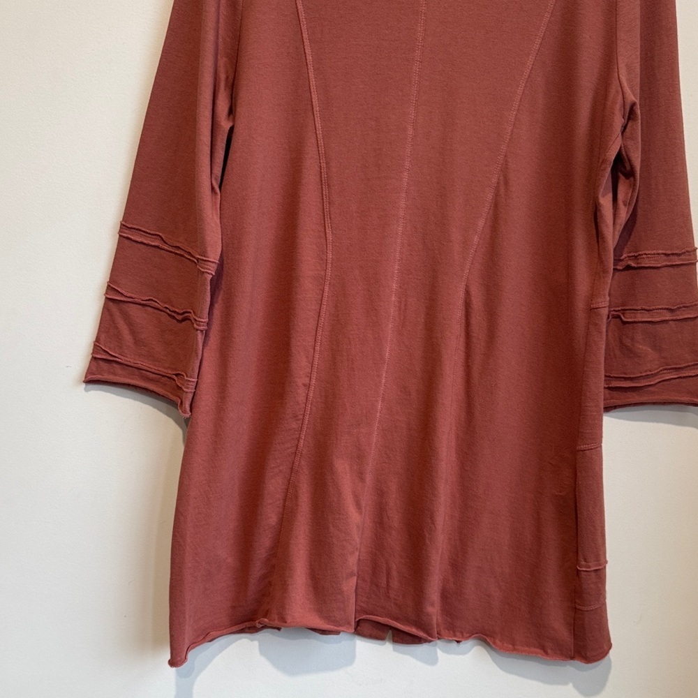 Women's Button-Down Tunic Top - Rust - Picture 9 of 9